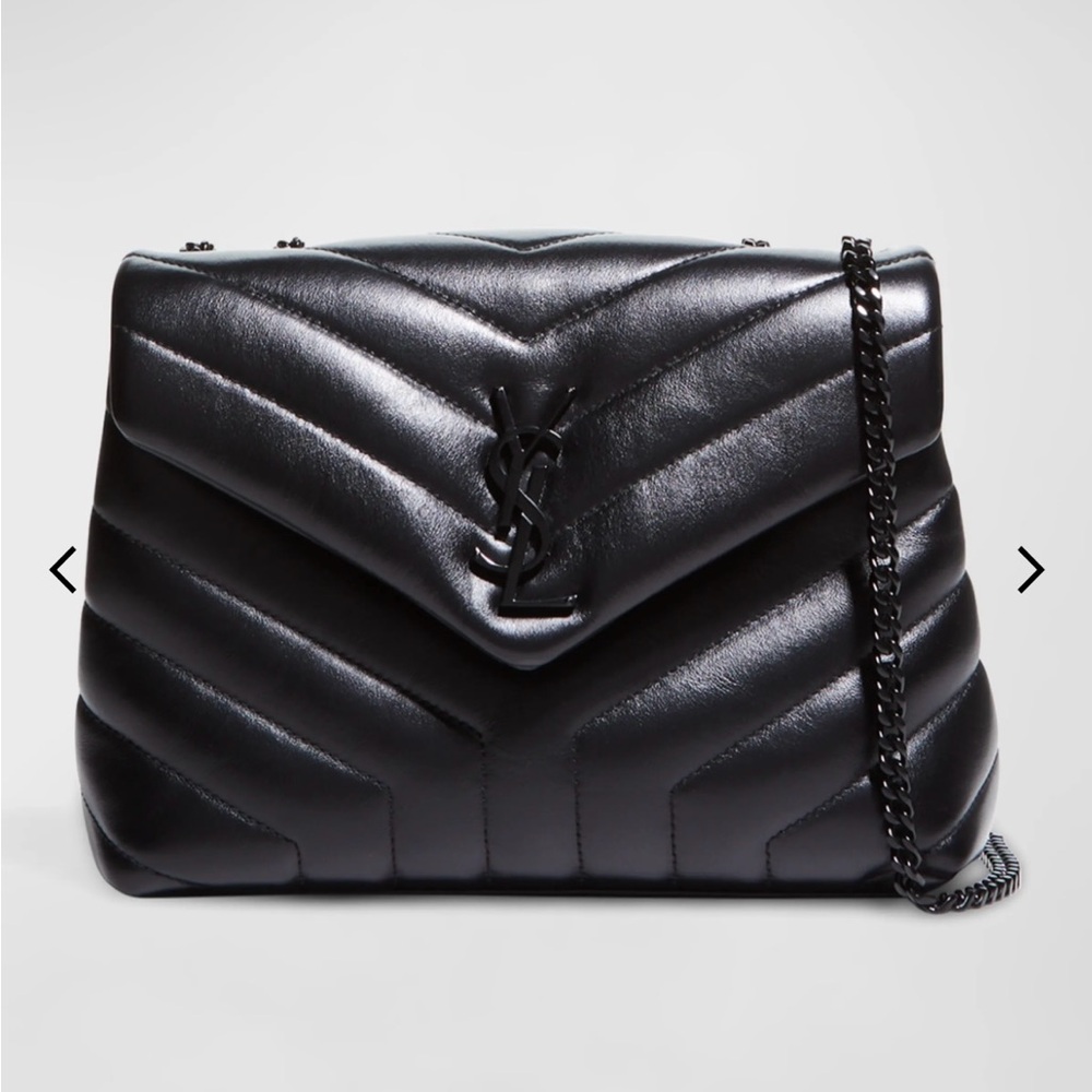 Yves Saint Laurent Black Shoulder Bag with Quilted Design and Chain Strap